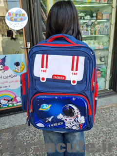 کیف و کوله پشتی مدرسه خارجی و وارداتی برجسته طرح فضانورد قرمز